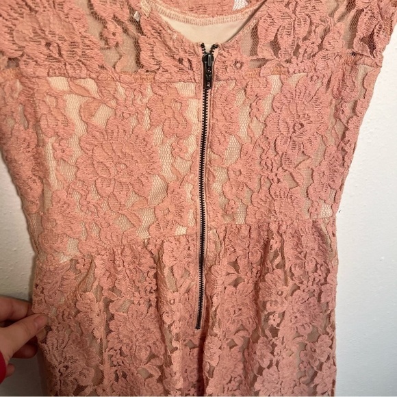 American Eagle Lace Fit & Flare Dress Light Pink - Picture 8 of 11